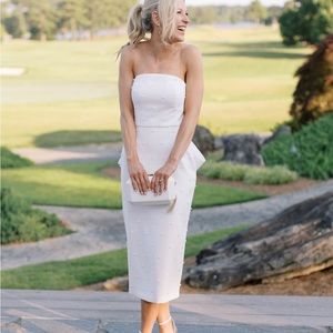 Sachin & Babi Gemma Strapless Back-Bow Pearl Midi Dress
